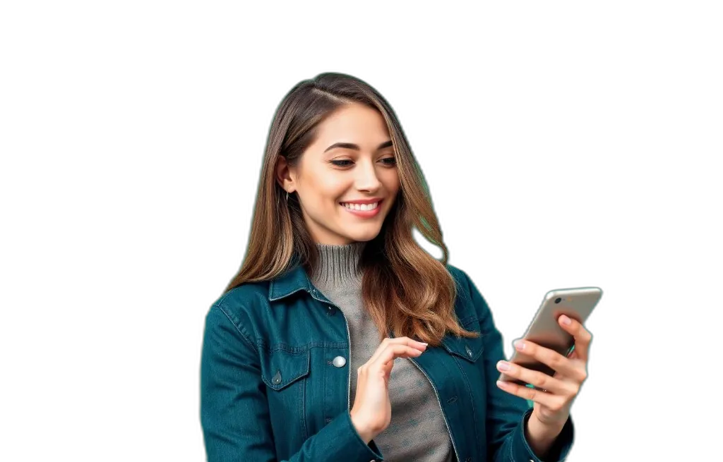 Auszubildende schaut auf ihr Smartphone